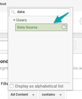 Choose Data Source Google Analytics Filter