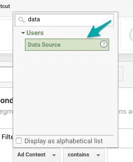 Choose Data Source Google Analytics Filter