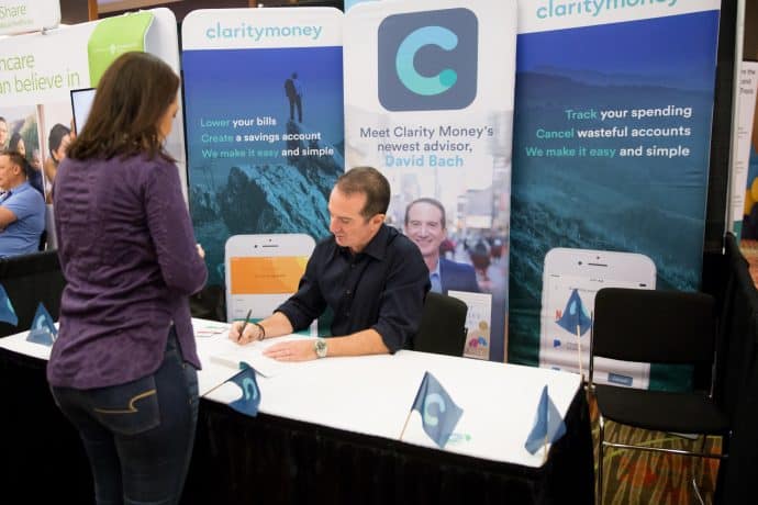 The Clarity Money booth at FinCon Dallas.