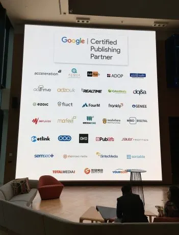 A slide containing the logos of various Google Certified Publishing Partners.