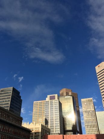 A Denver cityscape or the skyline.