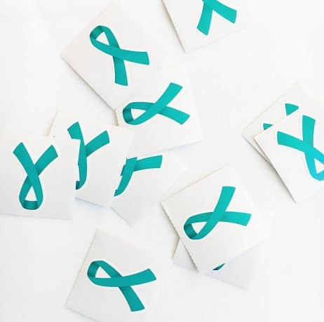 Teal ribbons for allergy awareness