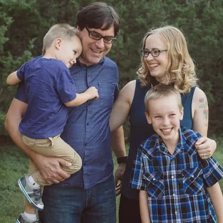 Megan Myers, along with her husband and two sons.