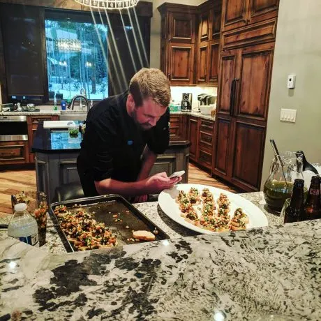 Preparing food at the Breck Blog Retreat.