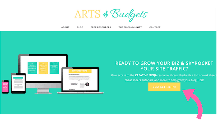 The welcome page for Latasha's blog, Arts & Budgets.