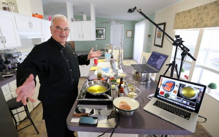 Chef Dennis along with his camera setup while shooting a new recipe.