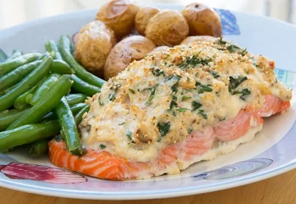 Stuffed Salmon with Cream Cheese and Crabmeat