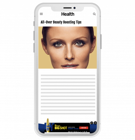 Mobile mockup of website running a mobile banner ad.