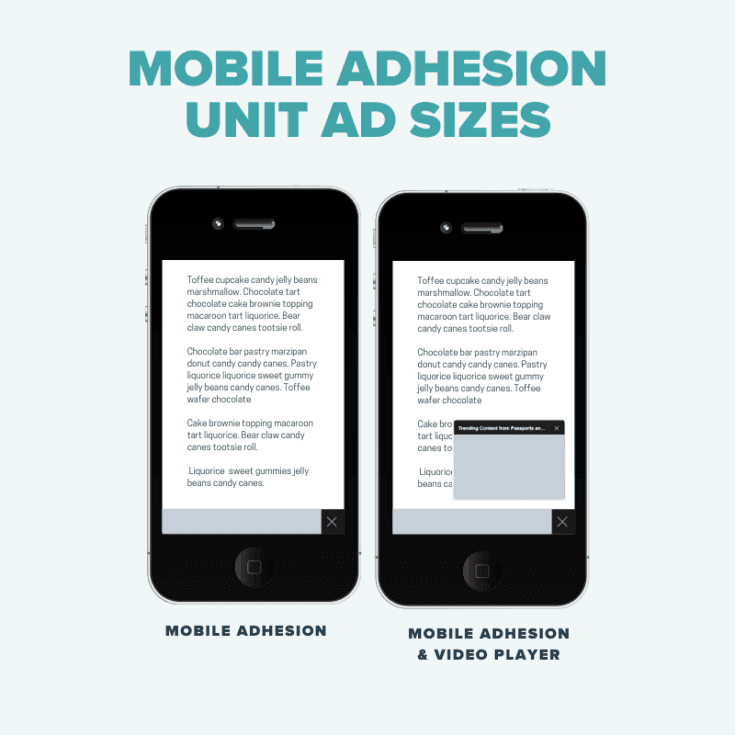 Mobile Adhesion unit ad sizes