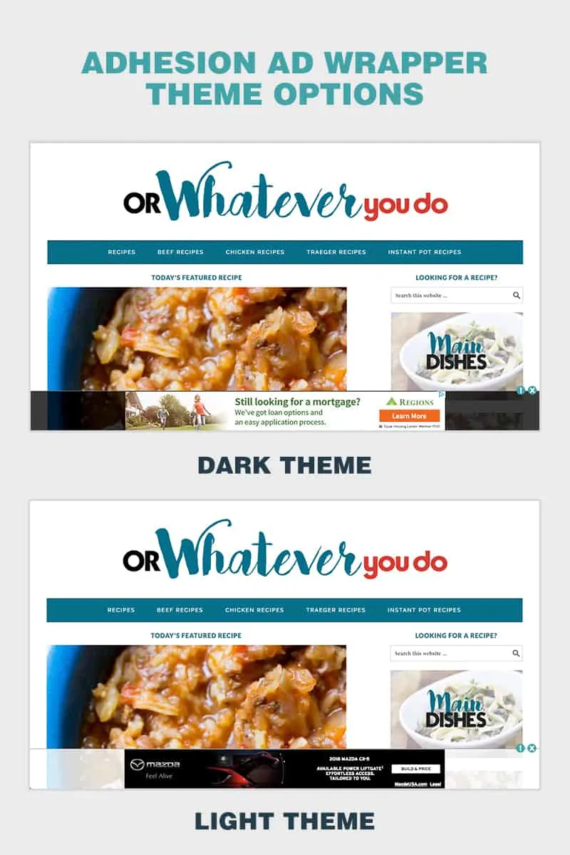 Adhesion ad wrapper theme options - Dark or Light