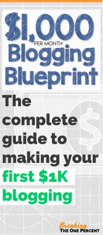 image text: $1000 per month blogging blueprint. The complete guide to making your first $1k blogging