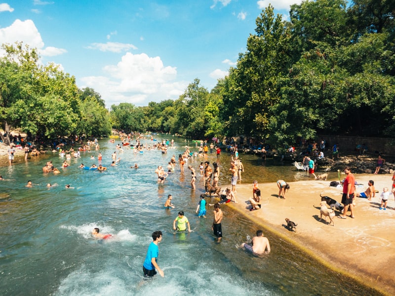 P gather to swim in Austin, TX.