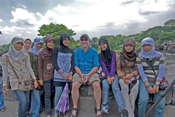 Gary visiting with locals from Prambanan, Indonesia.