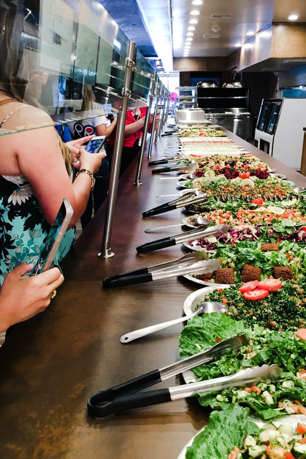 A salad bar at lunch.