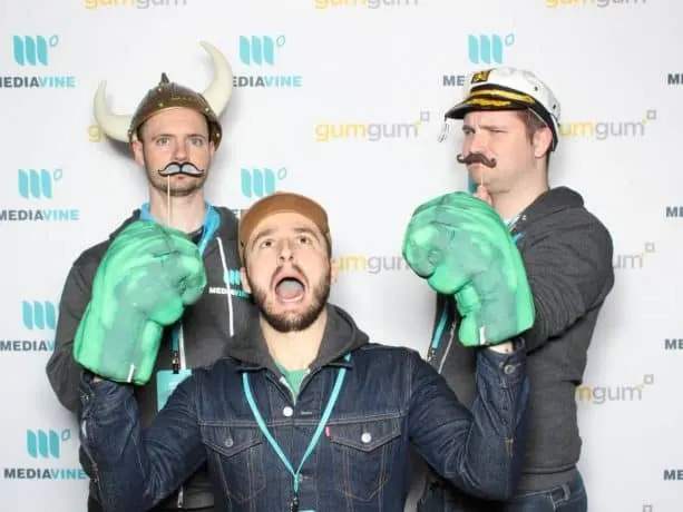 Mediavine Development Team members enjoy some photobooth shenanigans at MVCon.