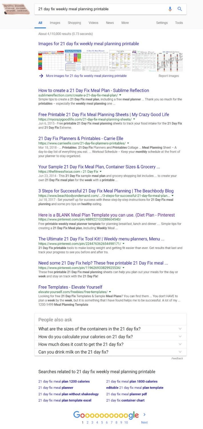 Google search results page.