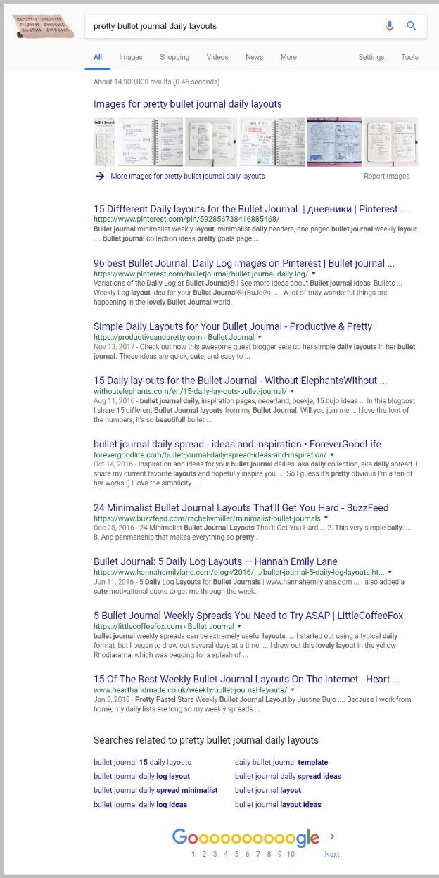 Google search results page.