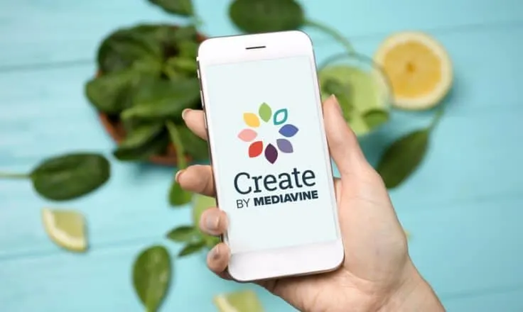 create logo on phone with food in background
