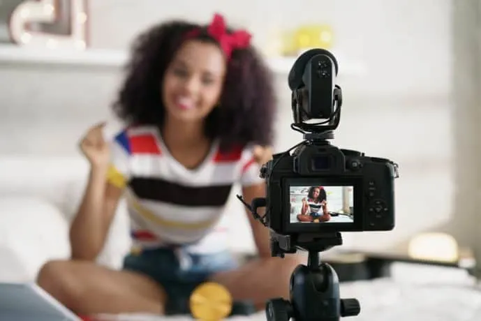 woman filming a video
