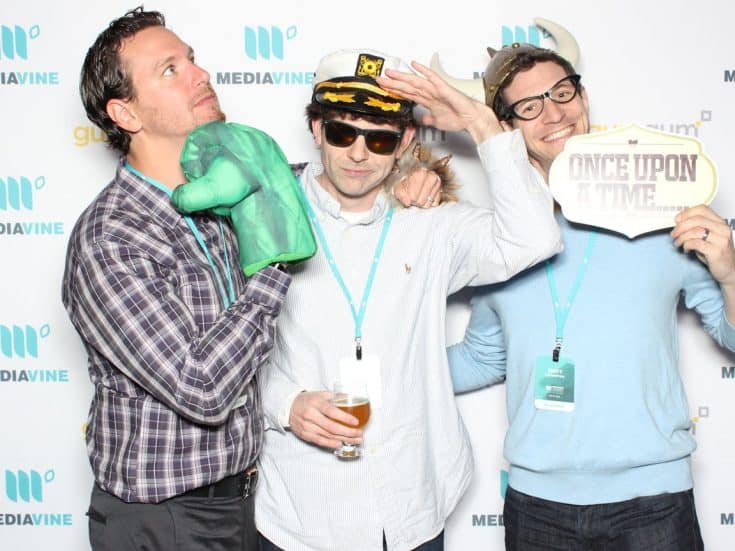 Mediavine cofounders Eric Hochberger, Steve Marsi and Matt Richenthal taking part of some photobooth shenanigans.