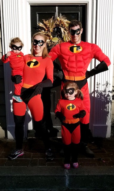 matt with his family dressed up as the incredibles