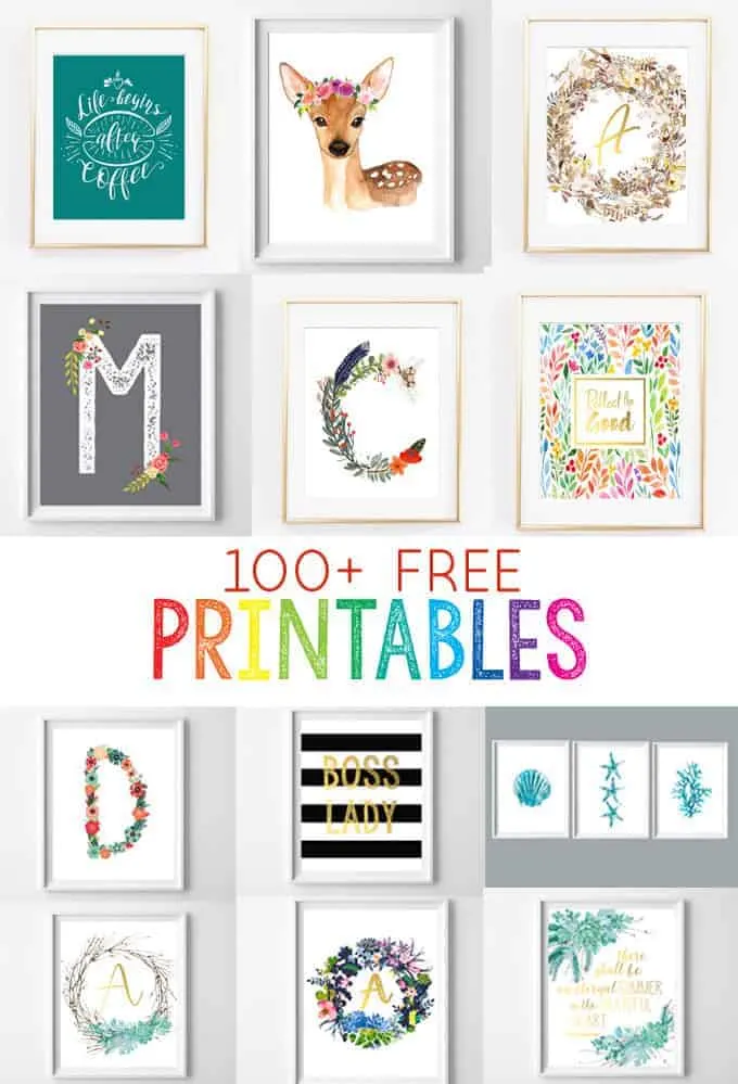 100+ free printables Pinterest image from burlap+blue