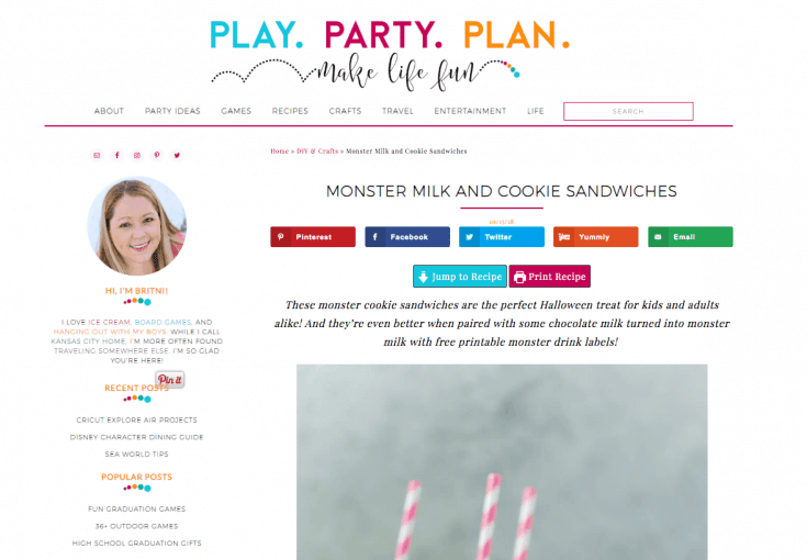 A screen capture of the Play Party Plan homepage.