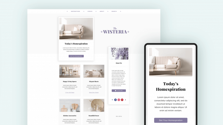 Desktop and mobile previews of Wisteria.