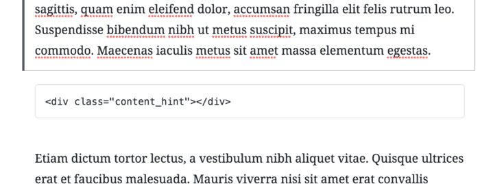 Screenshot of an HTML block in between two paragraphs.