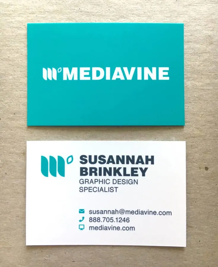 Mediavine business cards for Susannah Brinkley.