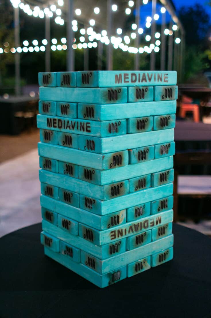 The infamous Mediavine giant Jenga set.