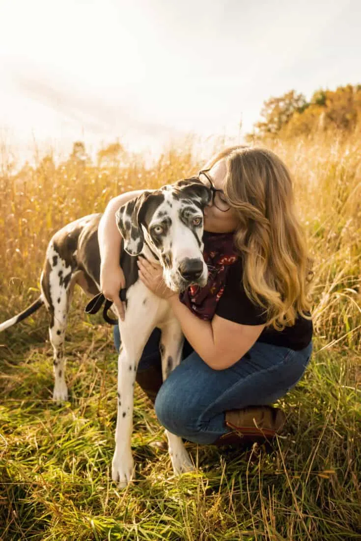 Trista, along with her Great Dane, Fritzie.