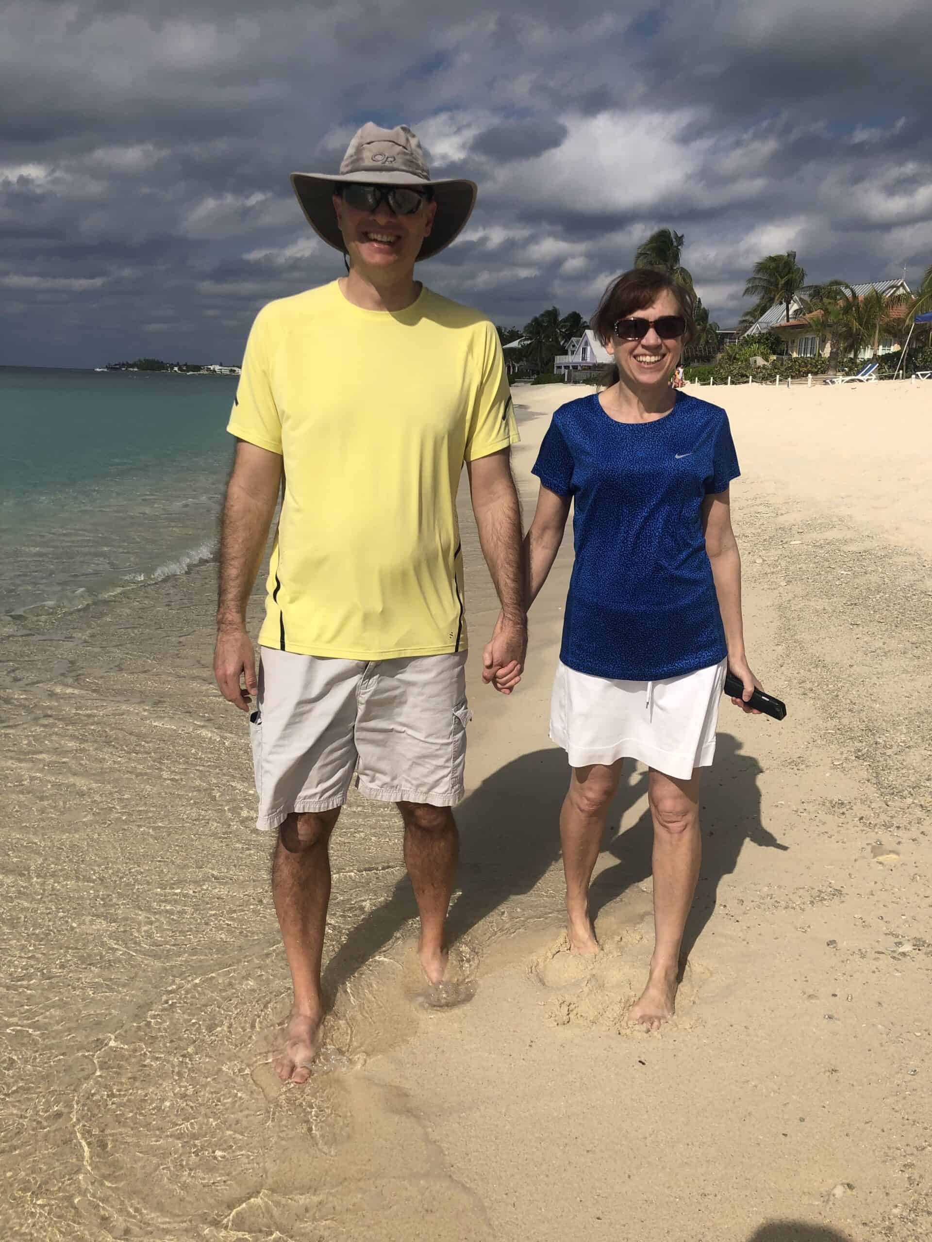 John Nardini of ESI Money blog and his wife on 7 Mile Beach in Grand Cayman