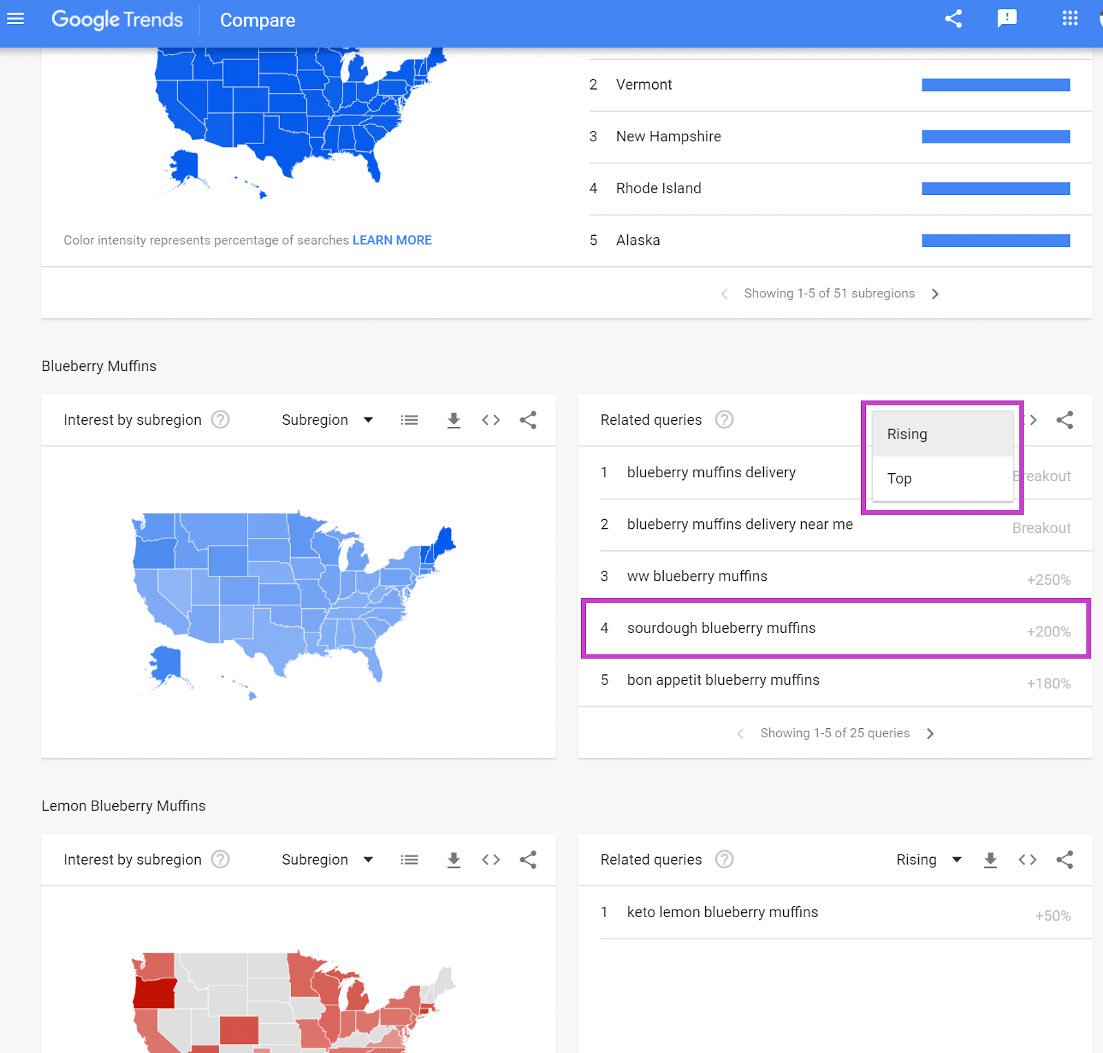Google Trends screenshot to show related queries