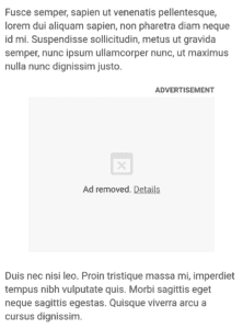 Google Chrome Ad blocking screenshot