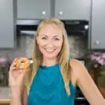 samantha merritt holding a donut