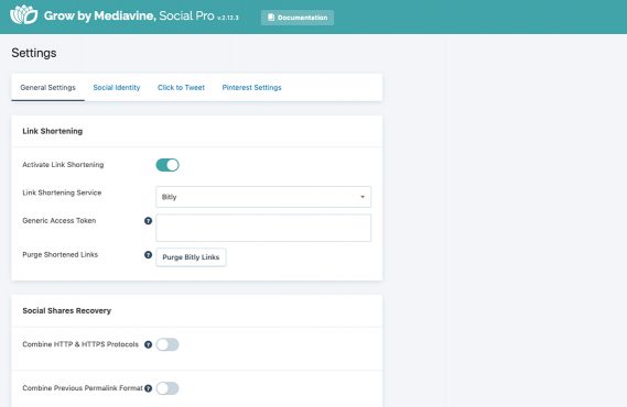 screenshot of mediavine grow share button advanced settings