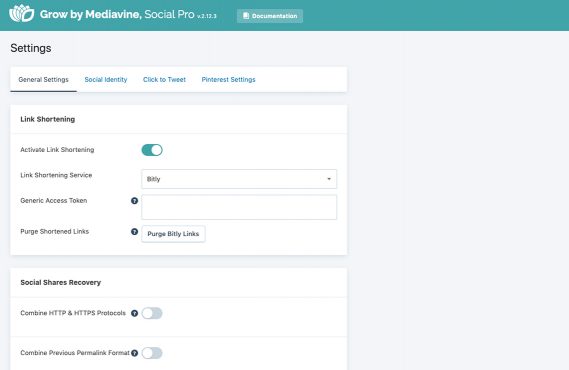 screenshot of mediavine grow share button advanced settings