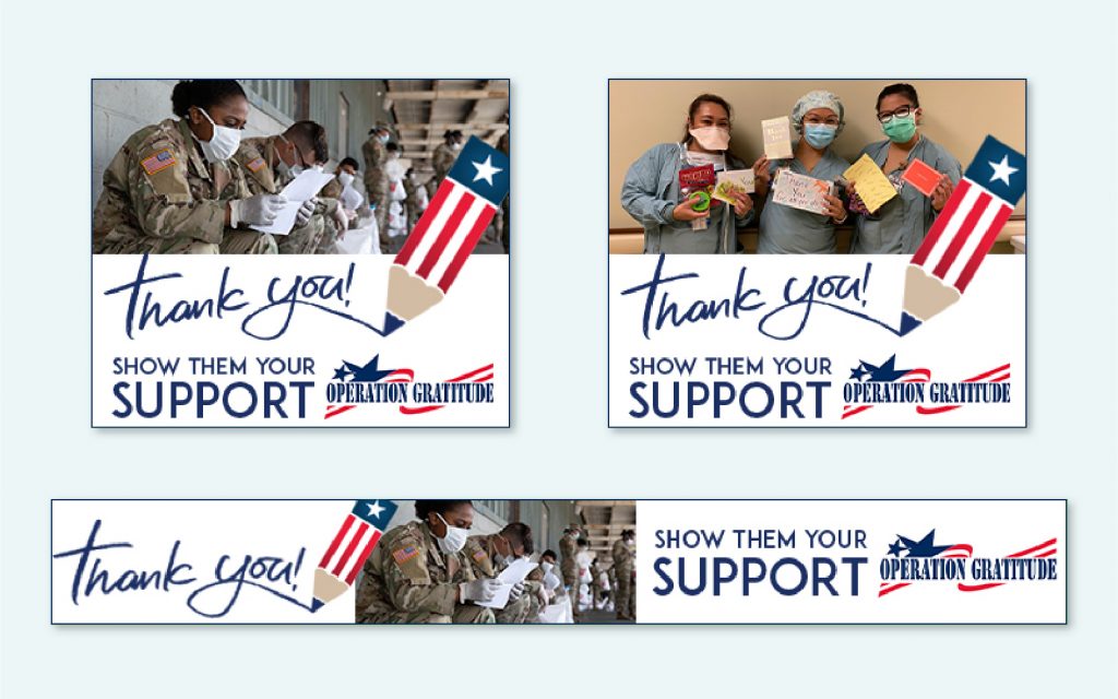 A few variations of Operation Gratitude PSAs 