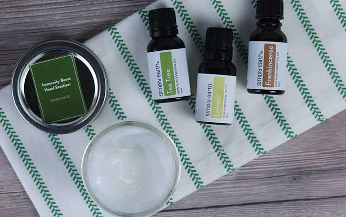 essential oils on a towel to make your own hand sanitizer