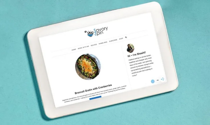 savory spin website on an ipad