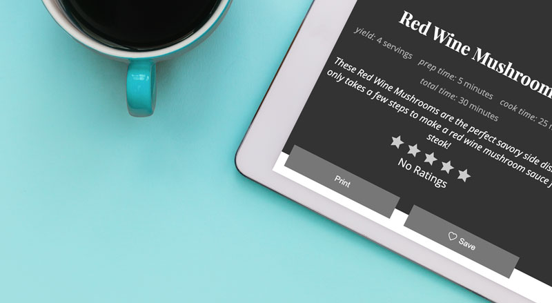 grow.me save recipe button shown on site