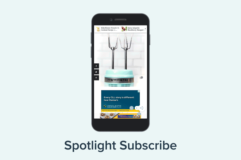animation of the spotlight subscribe widget on a website using grow.me