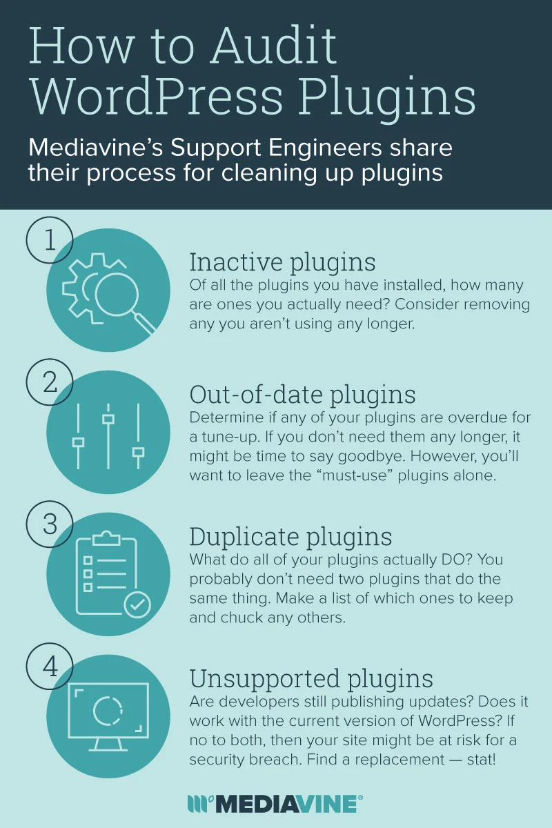 an infographic explaining the steps to a plugin audit