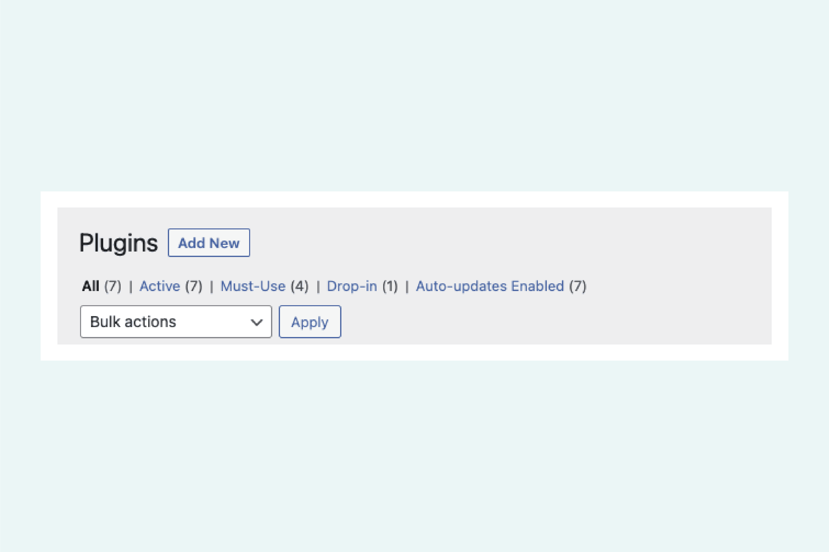 screenshot of the wordpress plugin update page options