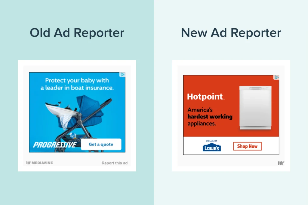 old versus new ad reporter side by side comparison
