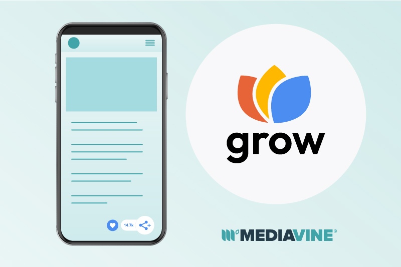 grow logo with the widget showing on a phone