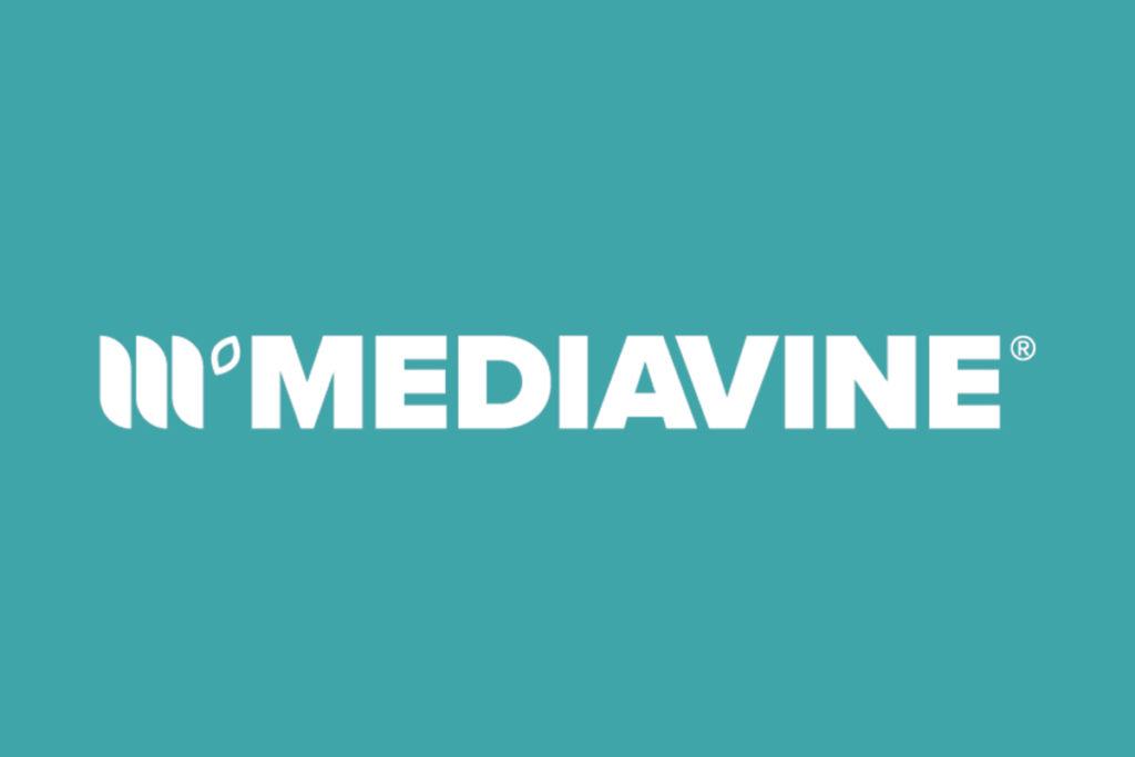 Mediavine is written in white on a teal background